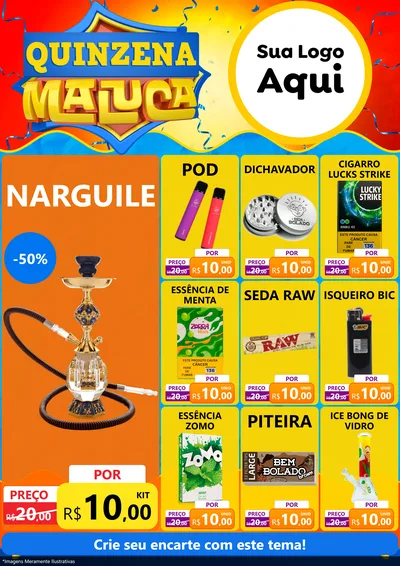 Modelo de Encarte para Encarte A4 Vertical com o tema Quinzena Maluca para Tabacaria