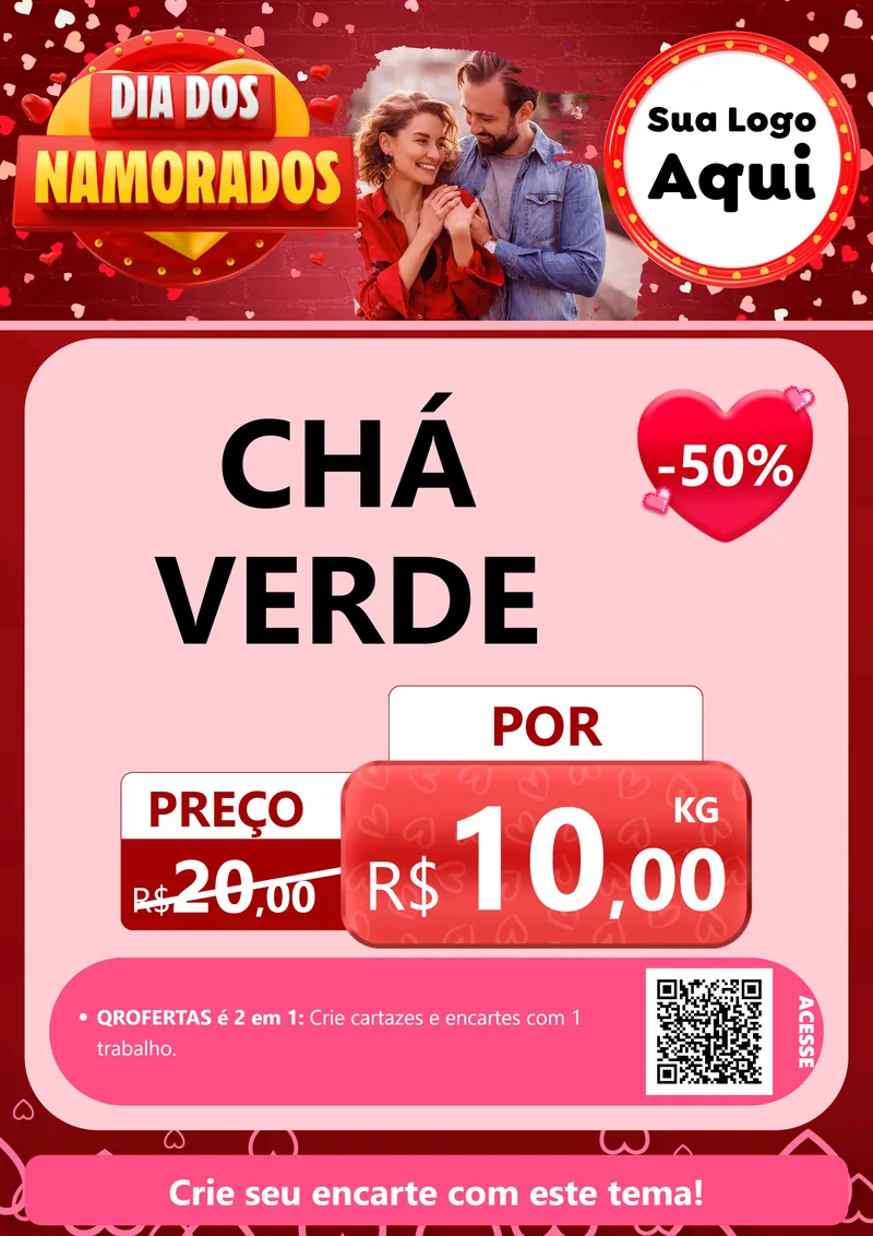 Modelo de Cartaz para Cartaz A4 Vertical com o tema Dia Dos Namorados para Produtos Naturais