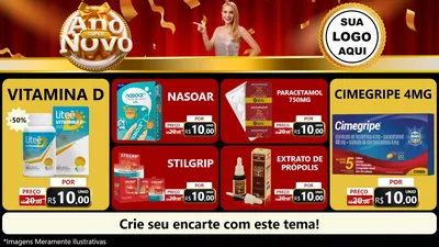 Modelo de TV para TV Horizontal com o tema Super Ano Novo para Farmácia