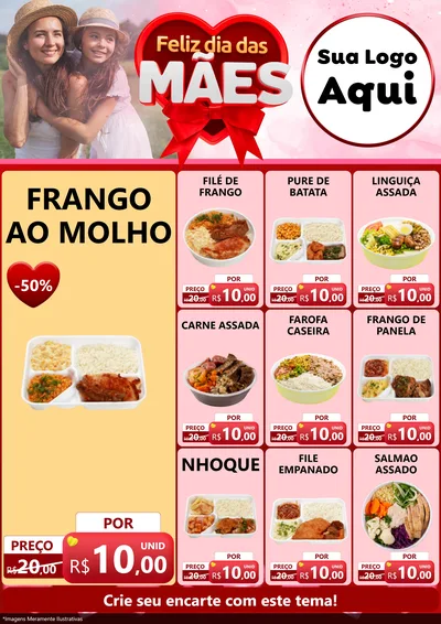 Modelo de Encarte para Encarte A4 Vertical com o tema Feliz Dia Das Mães para Restaurante