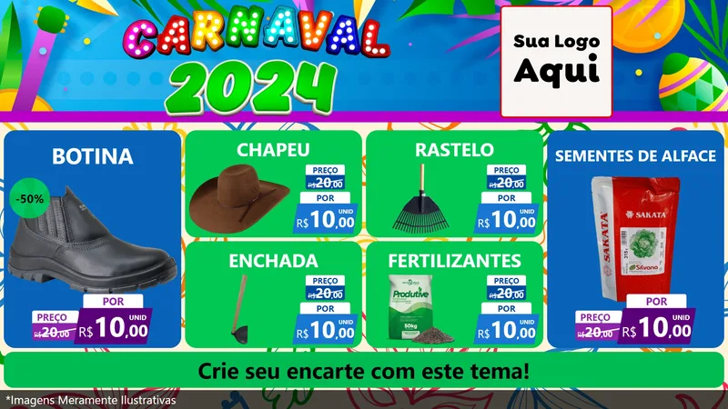 Modelo de TV para TV Horizontal com o tema Carnaval 2027 para Agropecuária