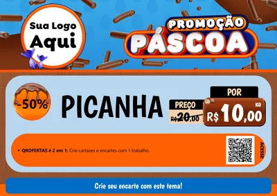 Modelo de Cartaz para Cartaz A4 Horizontal com o tema Promoção Páscoa para Açougue