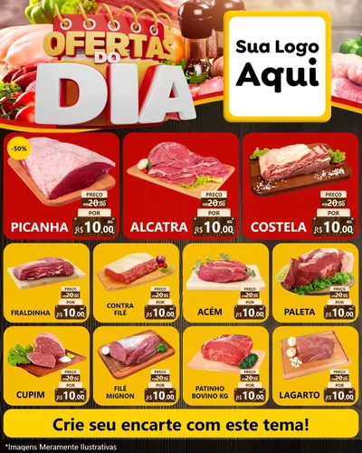 Modelo de Rede Social para Feed Instagram com o tema Ofertas do Dia para Açougue