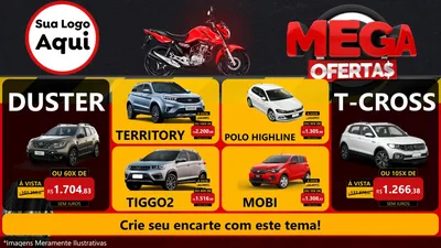 Modelo de TV para TV Horizontal com o tema Mega Ofertas - Motopeças para Concessionaria de Carros