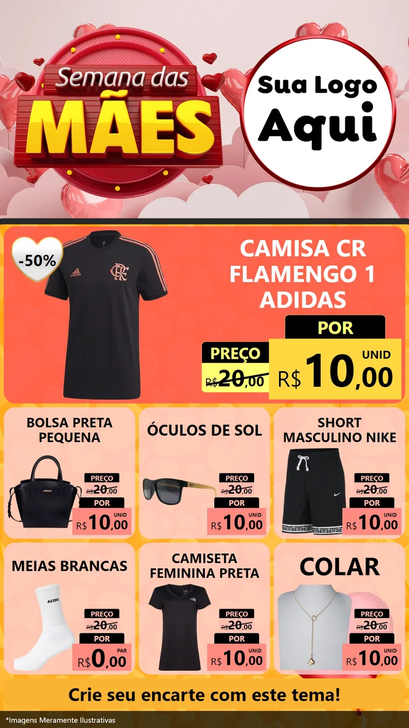 Modelo de Rede Social para Stories com o tema Semana das Mães para Roupas e acessórios