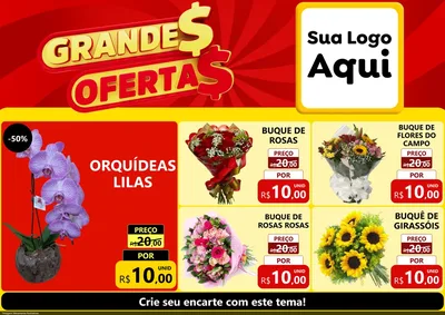 Modelo de Encarte para Encarte A4 Horizontal com o tema Grandes Ofertas para Floricultura e jardim
