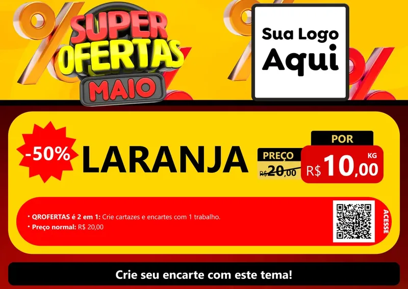 Modelo de Cartaz para Cartaz A4 Horizontal com o tema Super Ofertas Maio para Hortifrúti
