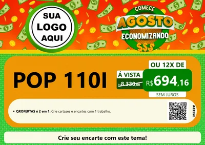 Modelo de Cartaz para Cartaz A4 Horizontal com o tema Comece Agosto Economizando para Concessionaria de Motos