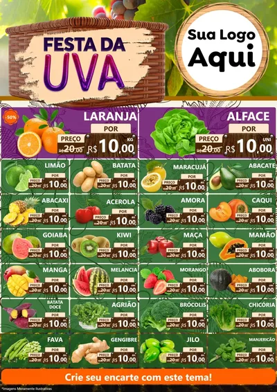 Modelo de Encarte para Encarte A4 Vertical com o tema Festa da Uva para Hortifrúti