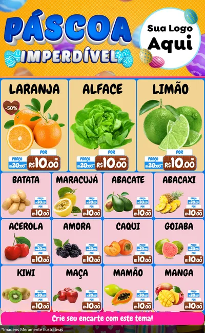 Modelo de Encarte para Encarte Grande com o tema Páscoa Imperdível para Hortifrúti