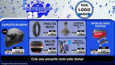 Modelo de TV para TV Horizontal com o tema Promoção de Aniversário - 25 Anos para Moto peças