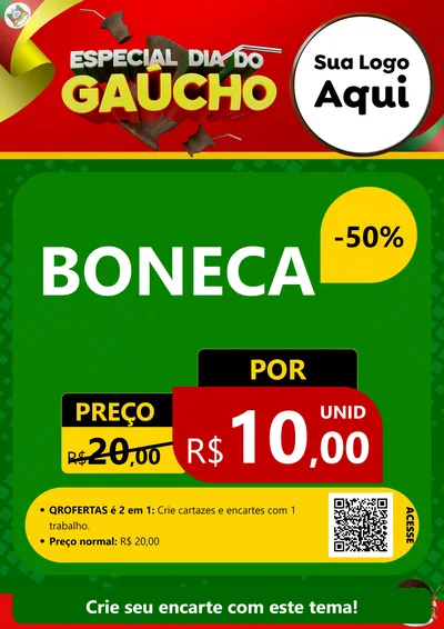 Modelo de Cartaz para Cartaz A4 Vertical com o tema Especial Dia do Gaúcho para Brinquedos