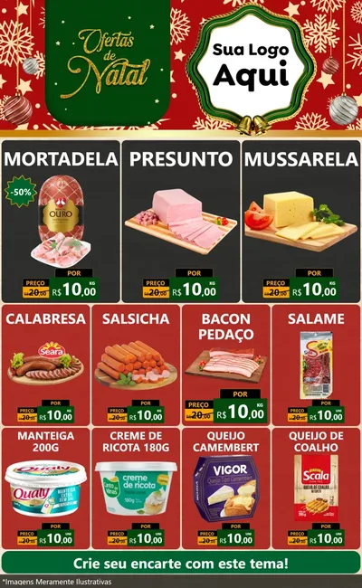 Modelo de Encarte para Encarte Grande com o tema Natal de Ofertas para Frios e Laticínios
