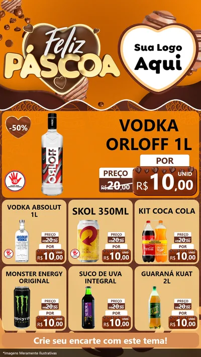 Modelo de Rede Social para Stories com o tema Feliz Páscoa para Distribuidora de bebidas