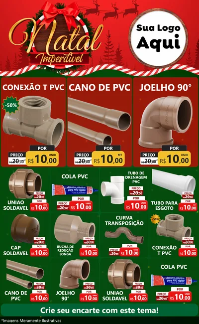 Modelo de Encarte para Encarte Grande com o tema Natal Imperdível para Tubos e conexões