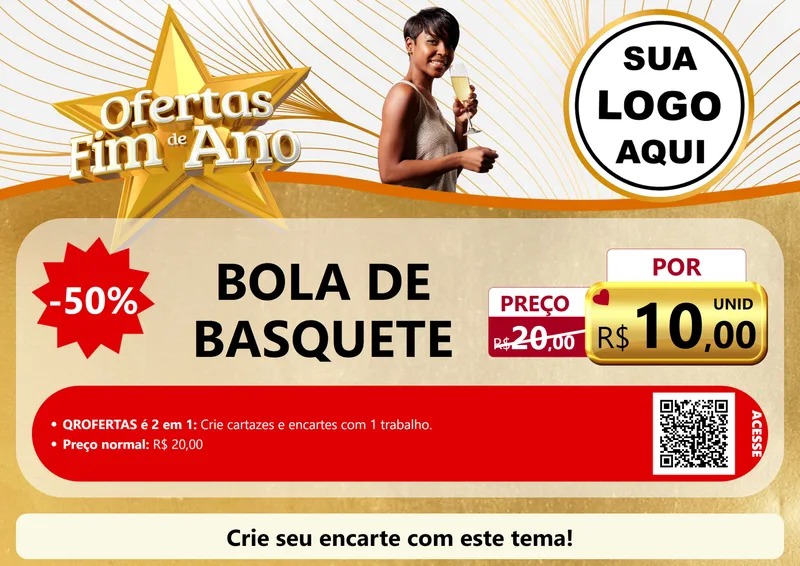 Modelo de Cartaz para Cartaz A4 Horizontal com o tema Ofertas Fim de Ano para Artigos Esportivos