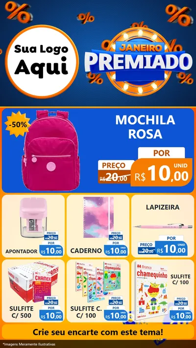 Modelo de Rede Social para Stories com o tema Janeiro Premiado para Papelaria