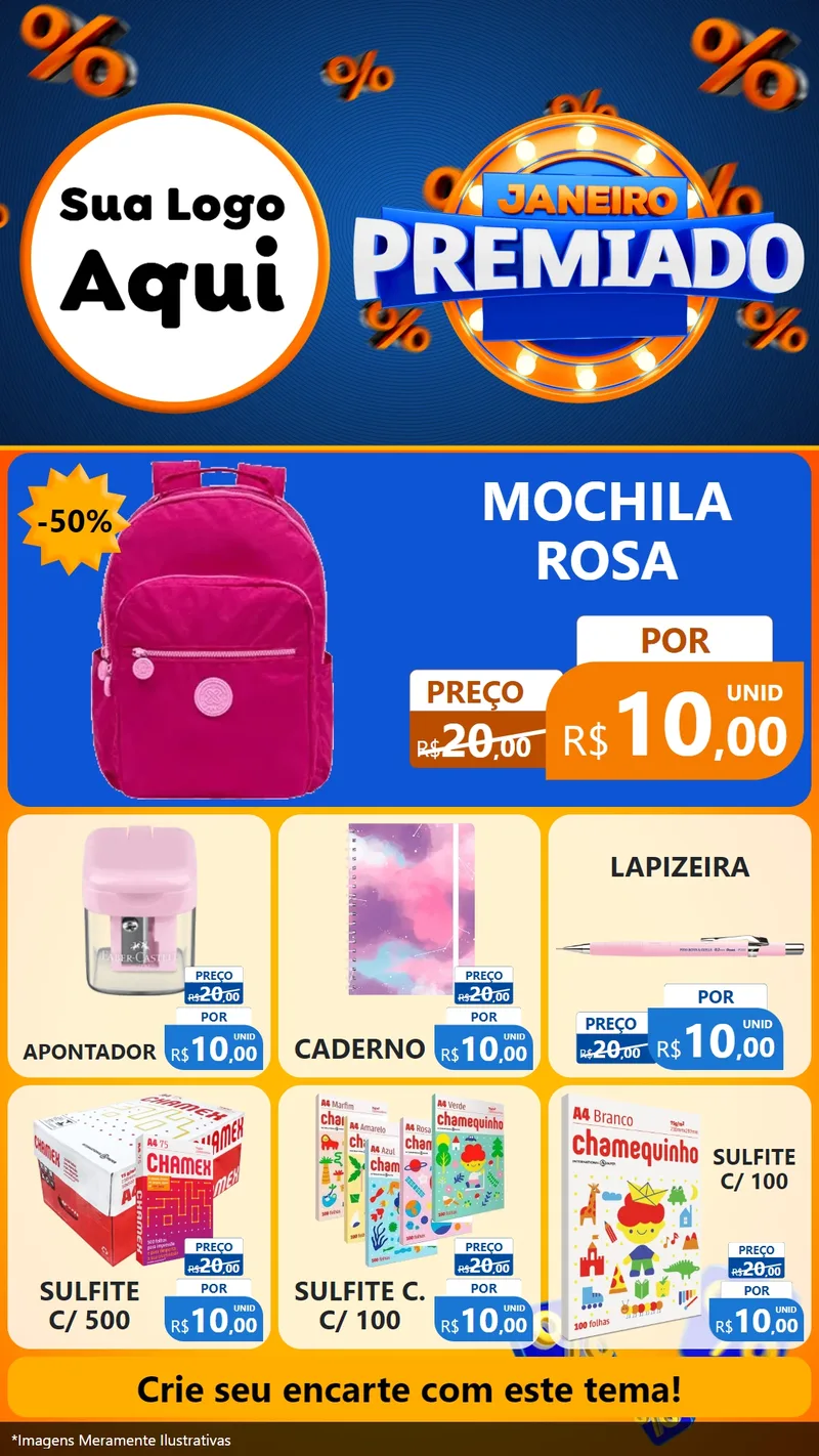 Modelo de Rede Social para Stories com o tema Janeiro Premiado para Papelaria