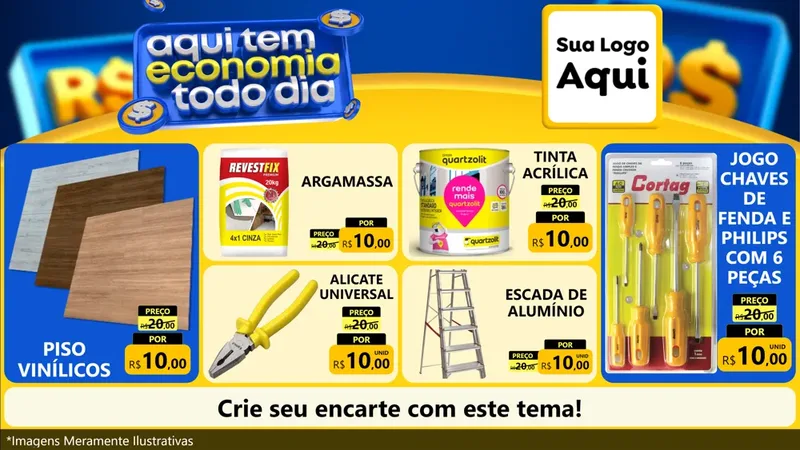 Modelo de TV para TV Horizontal com o tema Aqui Tem Economia Todo Dia para Material para Construção