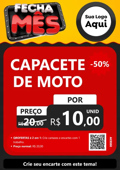 Modelo de Cartaz para Cartaz A4 Vertical com o tema Fecha Mês para Moto peças