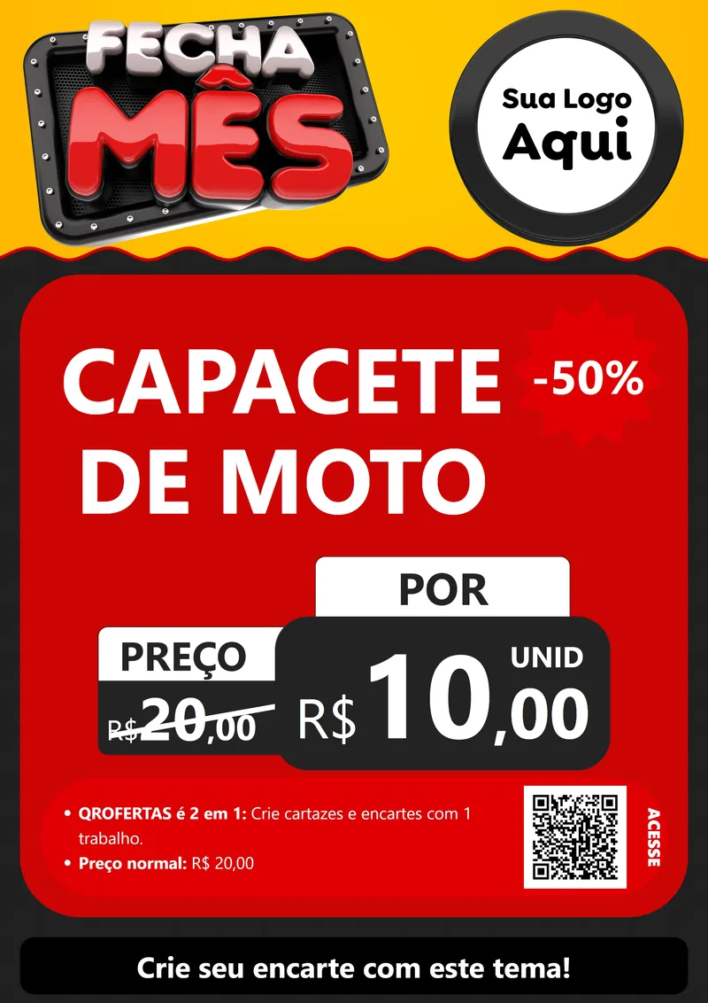 Modelo de Cartaz para Cartaz A4 Vertical com o tema Fecha Mês para Moto peças