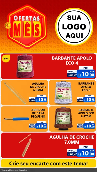 Modelo de TV para TV Vertical com o tema Ofertas do Mês para Armarinho e Aviamentos