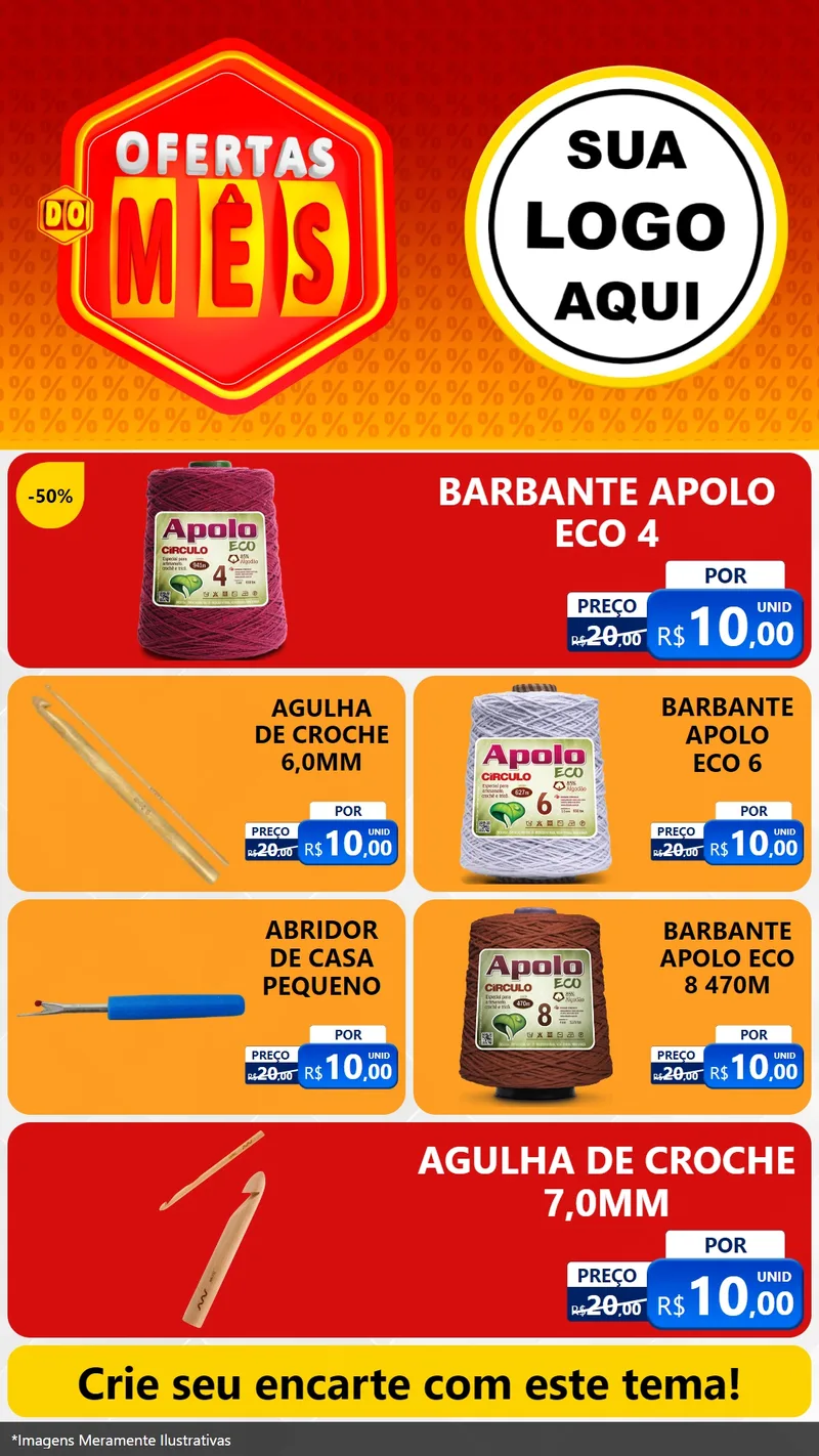 Modelo de TV para TV Vertical com o tema Ofertas do Mês para Armarinho e Aviamentos