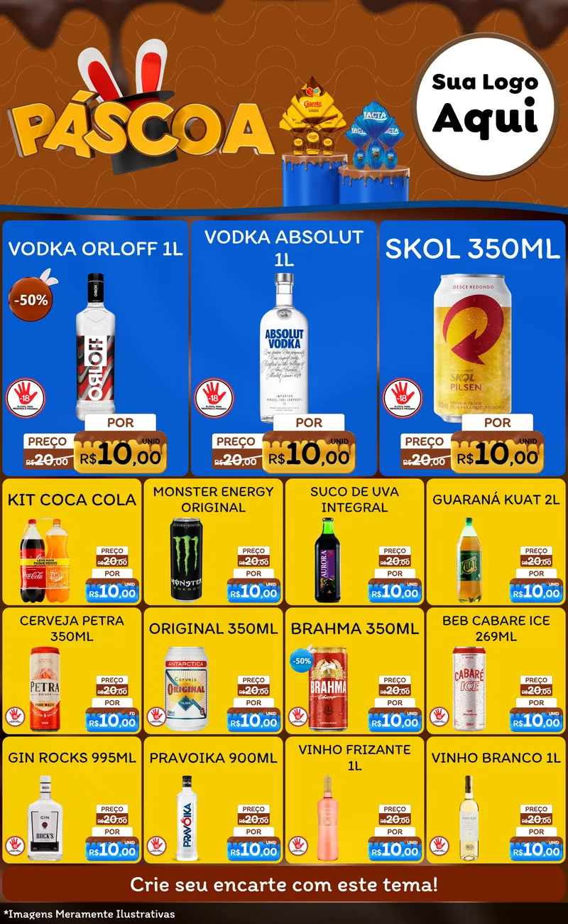 Modelo de Encarte para Encarte Grande com o tema Páscoa para Distribuidora de bebidas