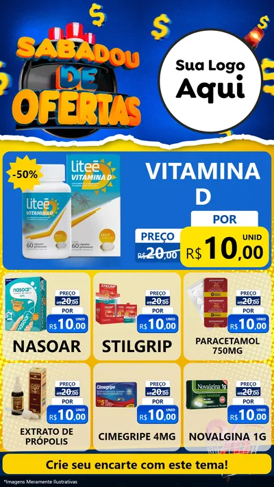 Modelo de Rede Social para Stories com o tema Sabadou de Ofertas para Farmácia