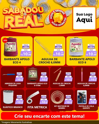 Modelo de Rede Social para Feed Instagram com o tema Sabadou do Real para Armarinho e Aviamentos