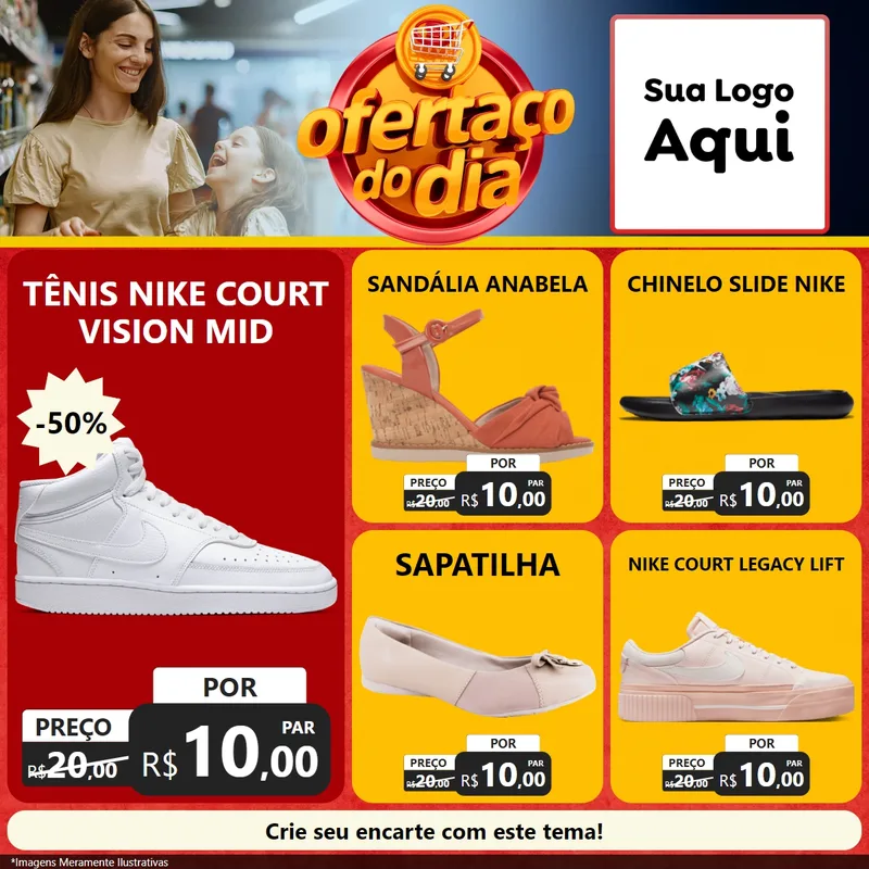 Modelo de Rede Social para Feed Facebook com o tema Ofertaço Do Dia para Calçados