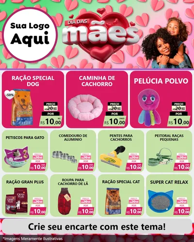 Modelo de Rede Social para Feed Instagram com o tema Dia das Mães para Pet Shop