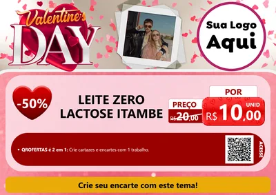 Modelo de Cartaz para Cartaz A4 Horizontal com o tema Valentine's Day para Frios e Laticínios