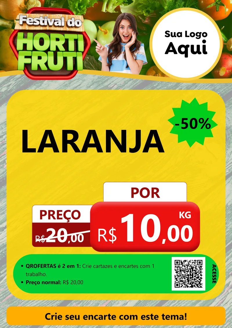 Modelo de Cartaz para Cartaz A4 Vertical com o tema Festival do Hortifrúti para Hortifrúti