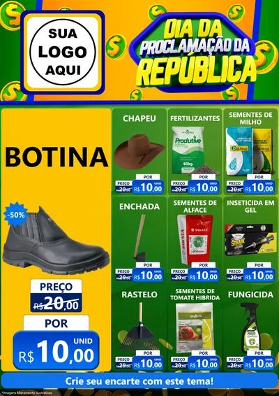 Modelo de Encarte para Encarte A4 Vertical com o tema Dia Da Proclamação da República para Agropecuária