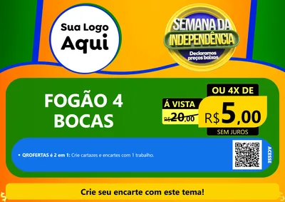 Modelo de Cartaz para Cartaz A4 Horizontal com o tema Semana da Independência Declaramos Preços Baixos para Móveis e Eletro