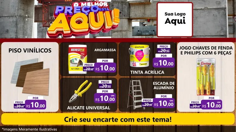 Modelo de TV para TV Horizontal com o tema O Melhor Preço Está Aqui - Construção para Material para Construção
