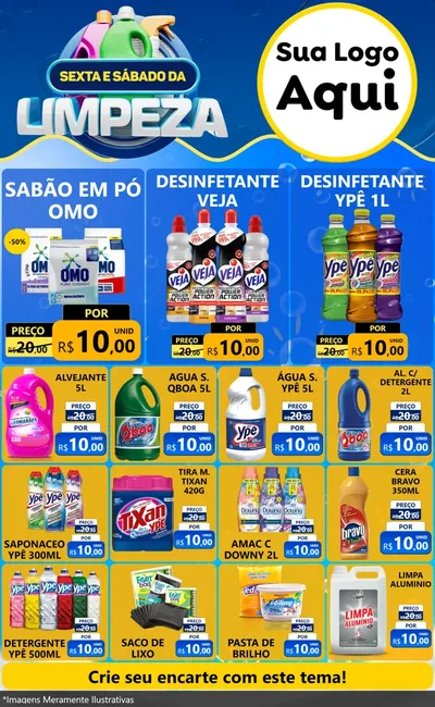 Modelo de Encarte para Encarte Grande com o tema Sexta e Sábado da Limpeza para Produtos de Limpeza