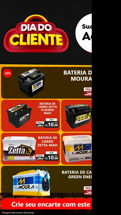 Modelo de TV para TV Vertical com o tema Dia do Cliente para Baterias Elétricas