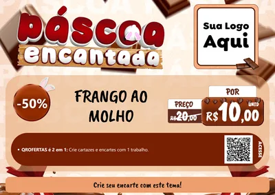 Modelo de Cartaz para Cartaz A4 Horizontal com o tema Páscoa Encantada para Restaurante