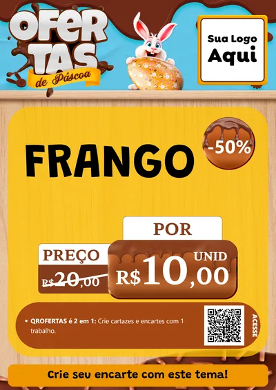 Modelo de Cartaz para Cartaz A4 Vertical com o tema Ofertas de Páscoa para Assados
