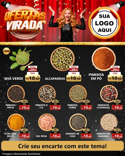 Modelo de Rede Social para Feed Instagram com o tema Ofertas da Virada para Produtos Naturais