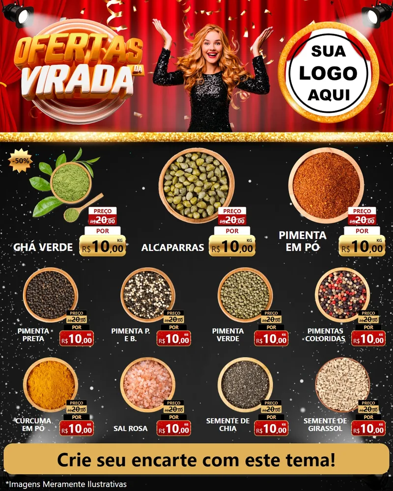 Modelo de Rede Social para Feed Instagram com o tema Ofertas da Virada para Produtos Naturais