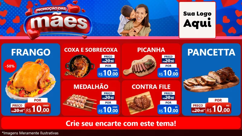 Modelo de TV para TV Horizontal com o tema Promoção das Mães para Assados