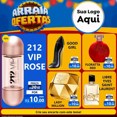 Modelo de Rede Social para Feed Facebook com o tema Arraiá de Ofertas - Junina para Perfumes