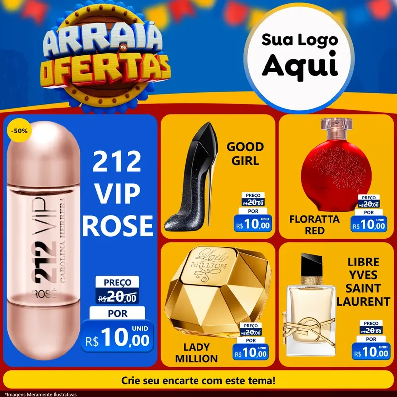 Modelo de Rede Social para Feed Facebook com o tema Arraiá de Ofertas - Junina para Perfumes