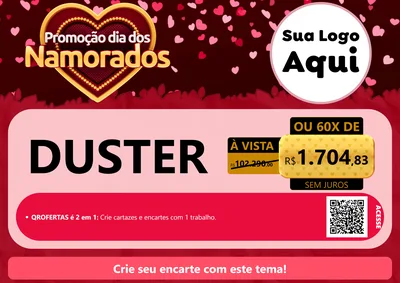 Modelo de Cartaz para Cartaz A4 Horizontal com o tema Promoção Dia Dos Namorados para Concessionaria de Carros