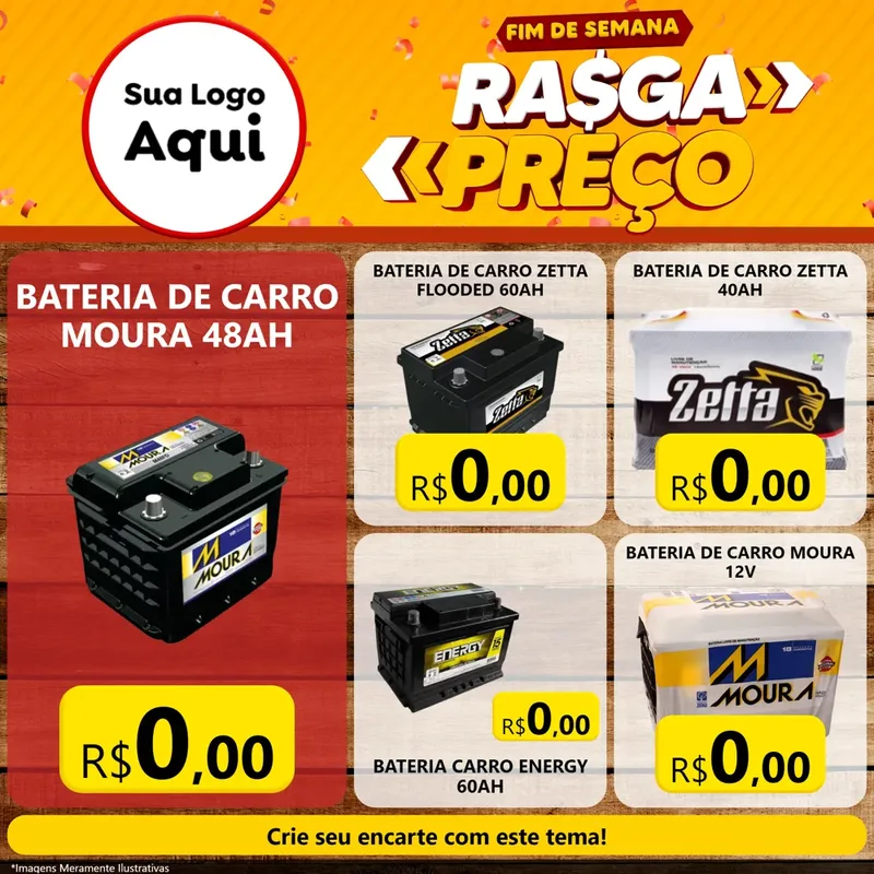 Modelo de Rede Social para Feed Facebook com o tema Fim de Semana Rasga Preços para Baterias Elétricas