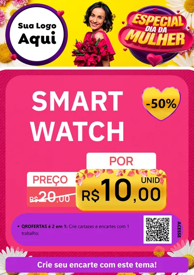 Modelo de Cartaz para Cartaz A4 Vertical com o tema Especial Dia da Mulher para Informática