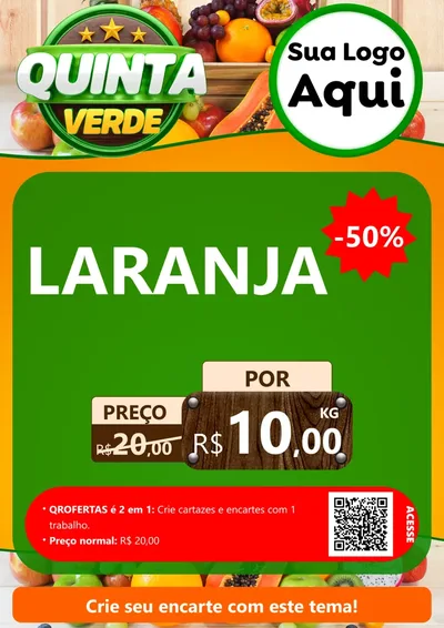 Modelo de Cartaz para Cartaz A4 Vertical com o tema Quinta Verde para Hortifrúti